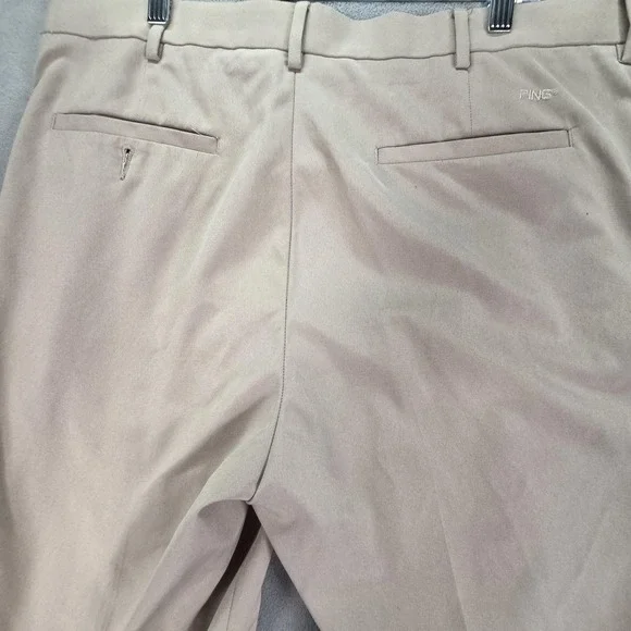 PING Pants Mens 36x30 Beige Golf Chino Polyester Performance Front Straight Leg - Picture 10 of 14